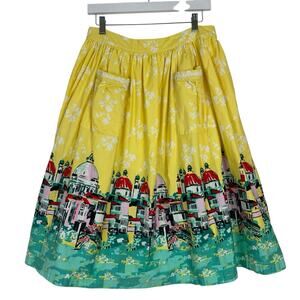 Lindy Bop Skirt Women 10 Contessa Venice Border Full Pleated Peasant Rockabilly